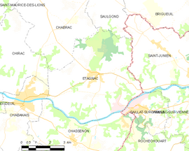 Mapa obce Étagnac