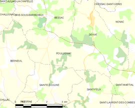 Mapa obce Poullignac
