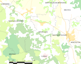 Mapa obce Orignolles