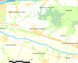 Mapa obce Saint-Martin-le-Beau