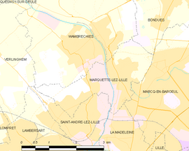 Mapa obce Marquette-lez-Lille