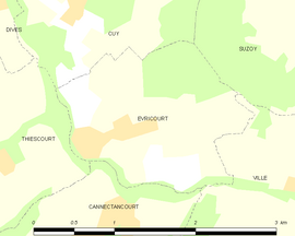 Mapa obce Évricourt