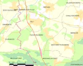 Mapa obce Fleury-en-Bière