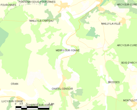 Mapa obce Merry-sur-Yonne