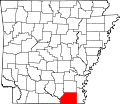 Map of Arkansas highlighting Ashley County.svg