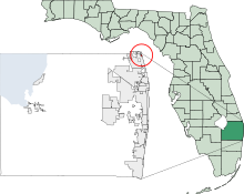 Mapa de Florida destacando Jupiter Inlet Colony.svg
