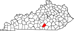 map of Kentucky highlighting Russell County