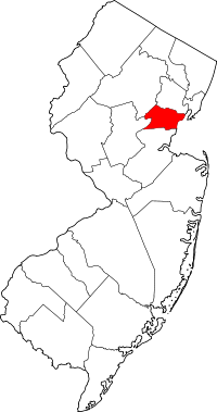 Map of Nju Džerzi highlighting Union County