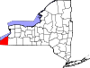 Harta statului New York indicând comitatul Chautauqua