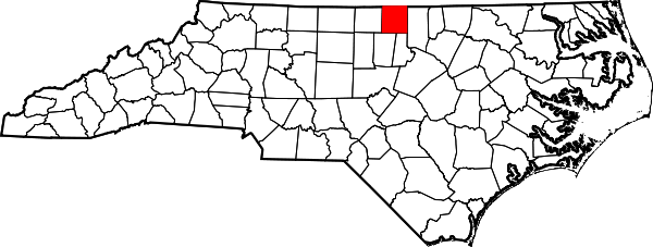 Map of North Carolina highlighting Person County