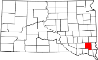 ターナー郡の位置を示したサウスダコタ州の地図