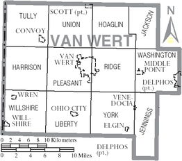 Kaart van Van Wert County