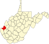 Mapa estadual destacando Cabell County