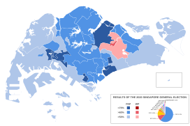 Map of the results of the Singaporean general election 2020