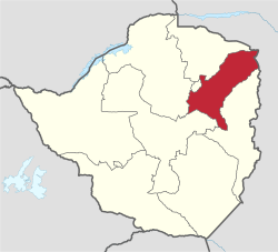 東馬紹納蘭省在辛巴威的位置