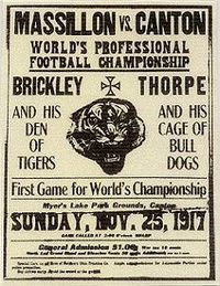 Massillon Tigers vs. Canton Bulldogs, advertisement for a 1917 game. Massillon bulldog ad.jpg