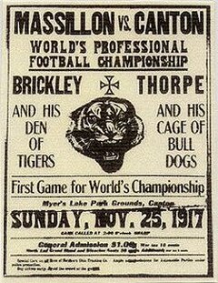 Massillon Tigers vs. Canton Bulldogs, advertisement for a 1917 game.