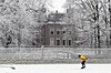 Natural ice skating rink in front of the Oud Poelgeest castle.