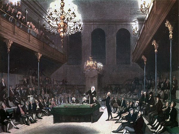 Engraving of the British House of Commons, 1808