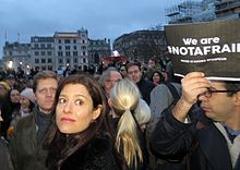 González Durántez attends the Je suis Charlie rally in Trafalgar Square, January 2015