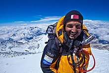 Moe Al Thani from the House of Thani and Qasimi. The first descendant of Muhammad to climb up Mt. Everest. Moe Al Thani at the summit of Mount Everest.jpg