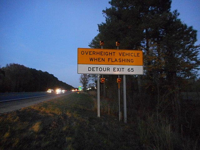 A section of I-95 in the state with low overpasses, requiring detours for tall vehicles