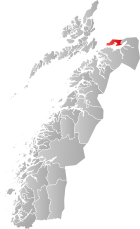 Locator map showing Evenes within Nordland