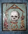 109982 - Pompeii - Teschio e ruota della fortuna (memento mori)