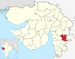 Narmadan piirikunta Gujaratin kartalla.