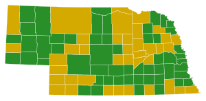 Nebraska Democratische presidentiële Kaukasus Verkiezingsresultaten door County, 2016.svg