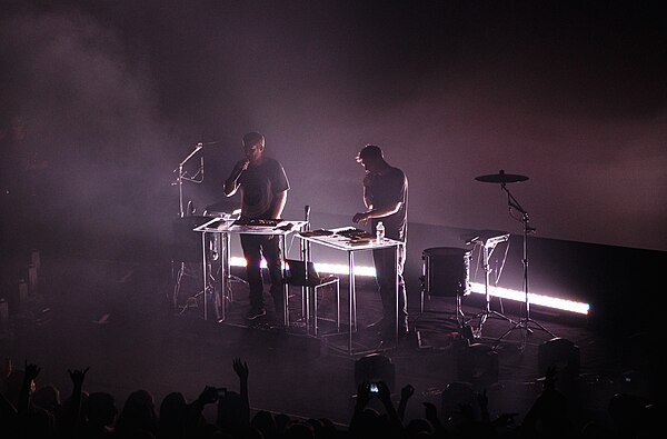 Odesza performing at the Arlington Theater in April 2015