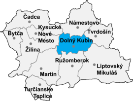 Poloha okresu Dolný Kubín v Žilinskom kraji (klikacia mapa)