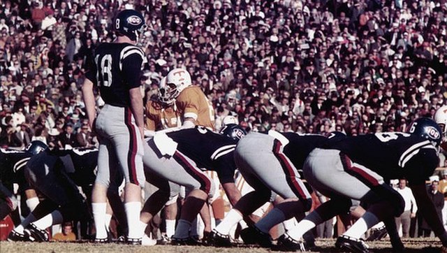 #18 Archie Manning awaiting the snap in a 1969 game against Tennessee