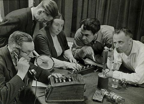 Recording a radio play in the Netherlands (1949)