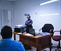 Oteng Kolobetso presenting about Wikimedia Botswana