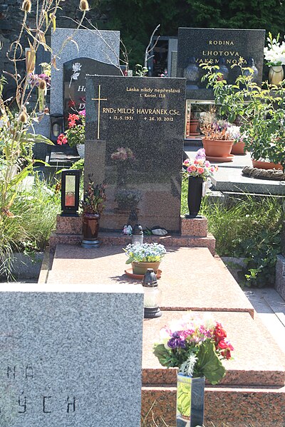 File:Overview of grave of Miloš Havránek at cemetery in Modřany, Prague.jpg