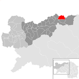 Poloha obce Palfau v okrese Liezen (klikacia mapa)