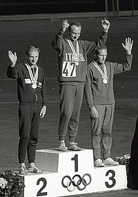 Paul Nihill, Abdon Pamich, Ingvar Pettersson 1964.jpg