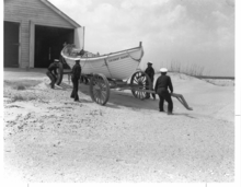 Pea Island USCG crewmen in 1942, showing lifeboat and boathouse Pea Island USCG station, lifeboat and boathouse, 1942.PNG