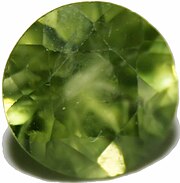 Peridot with milky inclusions