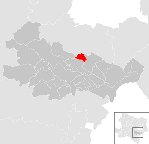 Lage der Gemeinde Pfaffstätten im Bezirk Baden (anklickbare Karte)
