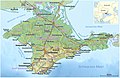 Deutsch: Physische Karte der Halbinsel Krim, Ukraine (in Deutsch) English: Physical map of the Crimea, Ukraine (in German).