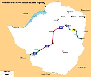 <span class="mw-page-title-main">Plumtree–Bulawayo–Harare–Mutare Highway</span> Cross country international standard highway in Zimbabwe