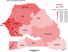 Mapa regionów Senegalu