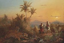 Raden Saleh - Javanese Landscape, with Tigers Listening to the Sound of a Travelling Group.jpg