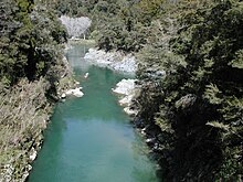 Rai River and Pelorus River viewed from the pedestrian suspension bridge