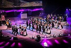 Regueifa
dance, brides with a loaf of bread on their heads. Regueifa Xacarandaina Lorient 2019.jpg