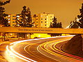 Another pedestrian bridge at night