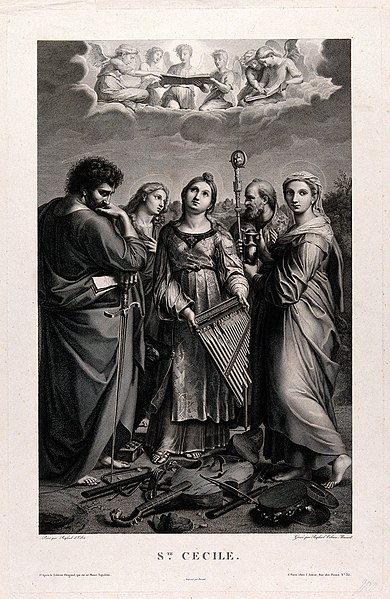 File:Saint Cecilia with Saint Paul, Saint John the Evangelist, Sa Wellcome V0033629.jpg