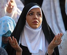 Islamic veils represent modesty. Salat Eid al-Fitr, Tehran (113344343).jpg